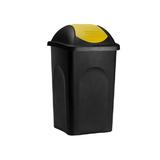 Cos gunoi cu capac glisant, Plastic, Negru/Galben, 60 L - Caerus Capital