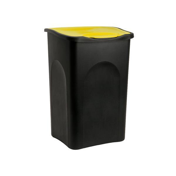 Cos gunoi cu capac, plastic, negru/galben, 50 l - caerus capital