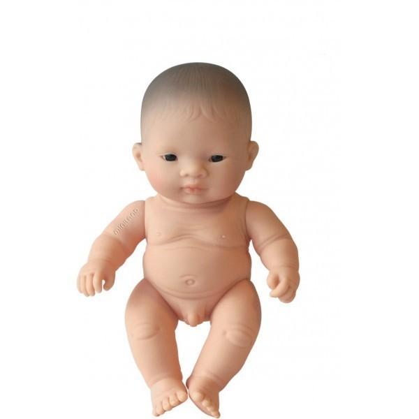 Papusa bebelus asiatic baietel miniland 21 cm