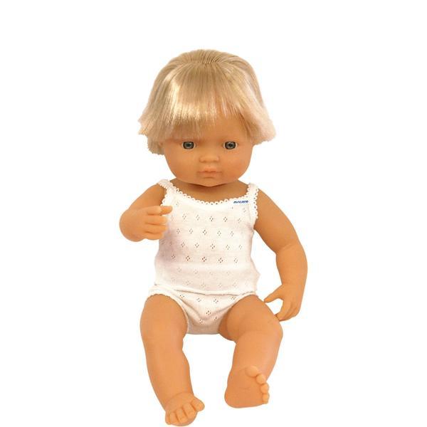 Papusa baby european baiat miniland 38 cm