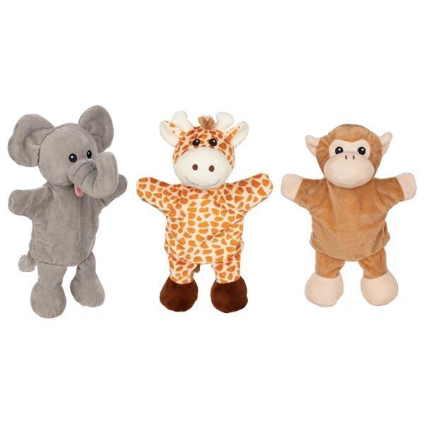 Set 3 papusi de mana: girafa elefant si maimuta