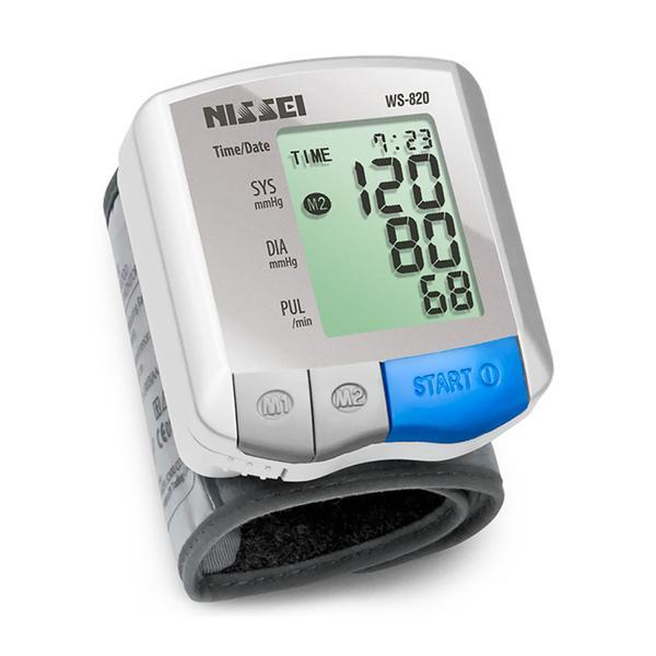 Tensiometru electronic de incheietura nissei ws-820, afisaj lcd, memorare 2 x 30 de valori, alb/gri