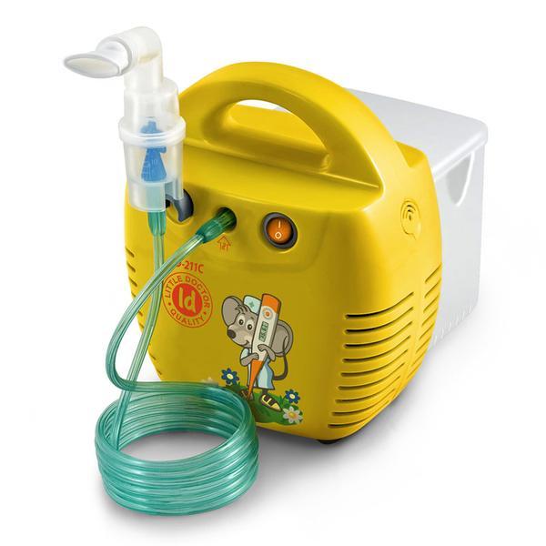 Aparat aerosoli little doctor ld 211 c, cu compresor, galben, cutie pentru accesorii, 3 dispensere, 3 masti