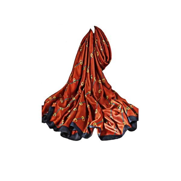 Esarfa dama, tip sal, mare, fond caramiziu, colorata, 90x180 cm - OEM