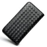Portofel dama, mediu, piele ecologica impletita, premium, cu fermoar, negru