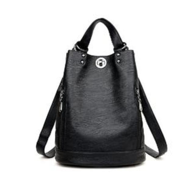 Geanta dama, tip rucsac, marime medie, design modern, piele ecologica premium, eco-friendly, Negru