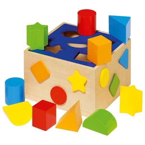 Cutie de sortare cu forme multicolore geometrice - set din lemn