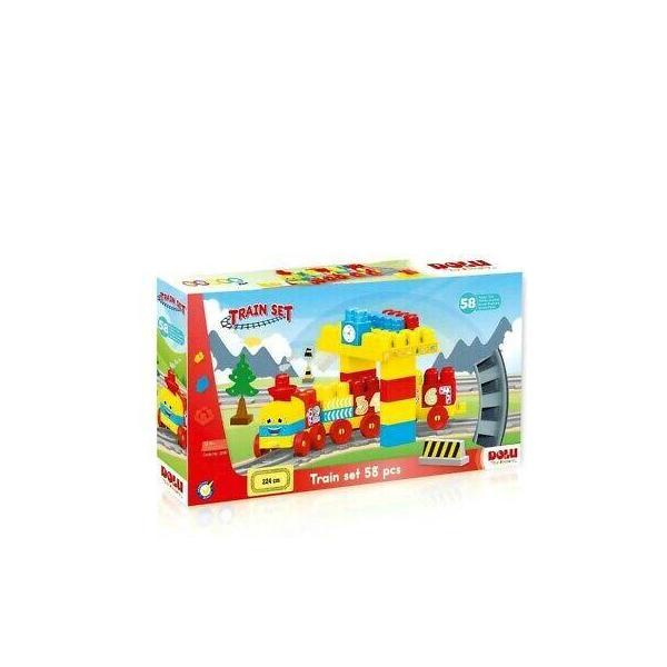 Set de constructii cu trenulet - 58 piese