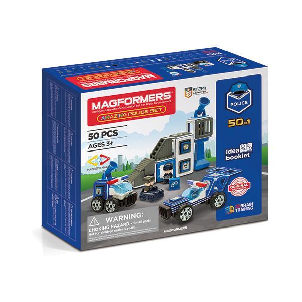 Set magnetic Magformers Uimitorul set de politie - Clics Toys