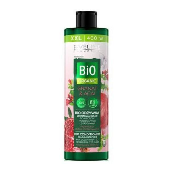 Balsam pentru par, eveline cosmetics, bio organic, vegan, antidecolorare, cu rodie si acai, 400 ml