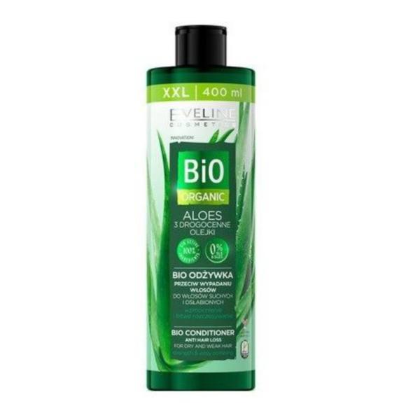 Balsam pentru par, eveline cosmetics, bio organic, vegan, impotriva caderii parului, cu aloe vera, 400 ml