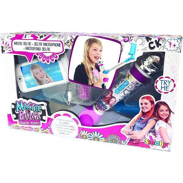 Selfie stick cu microfon maggie   bianca, melodii si efecte luminoase, multicolor