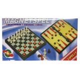 Joc educativ 3 in 1, Sah, Table si Dame cu tabla si piese magnetice, Magnetspel, 25 CM