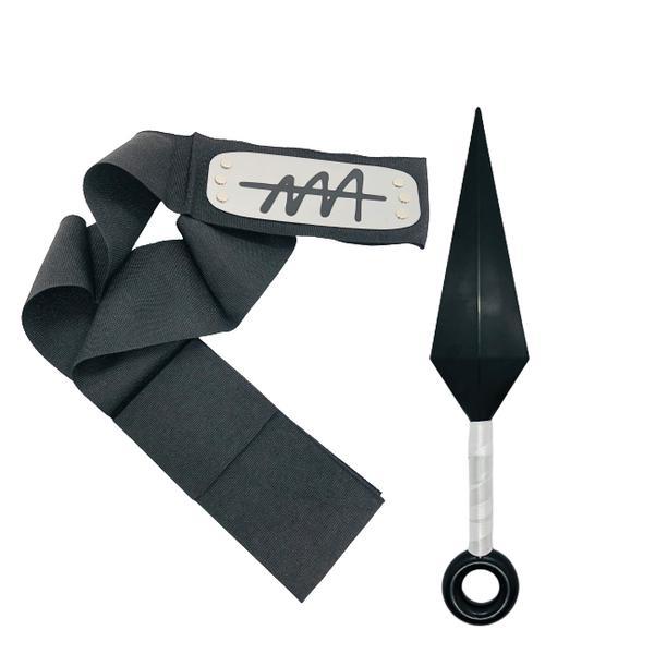Kit bandana, 1 kunai shinobi, satul ierbii, negru