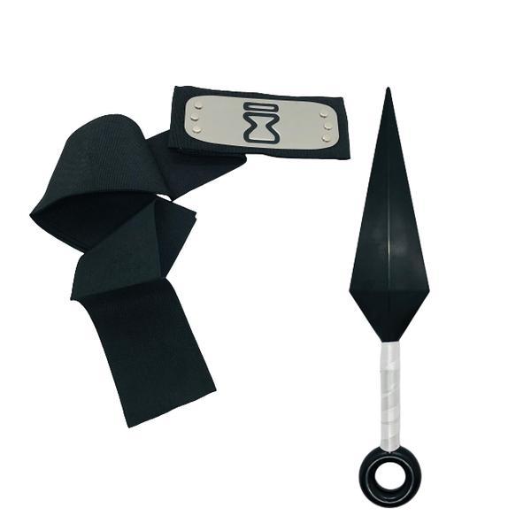 Kit bandana, 1 kunai shinobi, satul Nisipului, negru