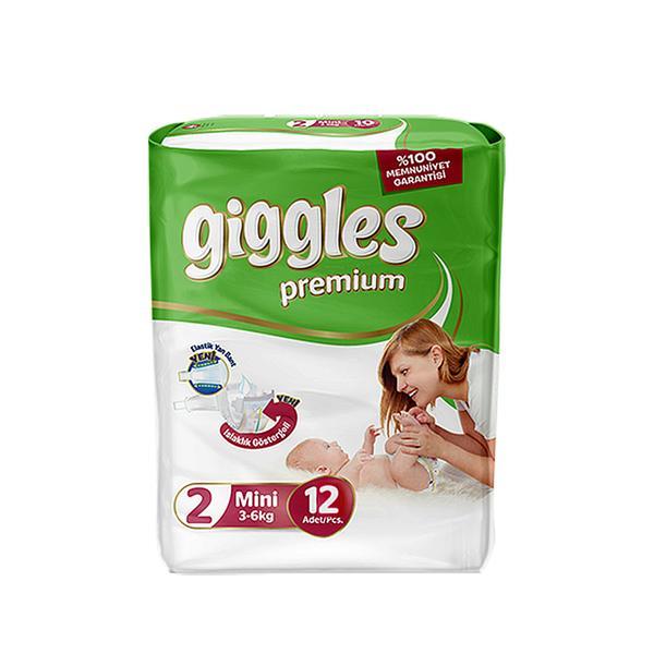 Scutece Giggles Premium, marimea 2 Mini, 3-6 kg, 12 buc, pachet Standard