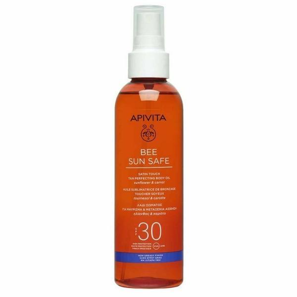 Ulei pentru bronzare, Satin Touch Tan Perfecting Body Oil SPF30, Apivita, 200 ml