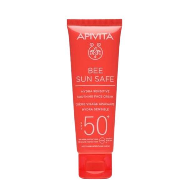 Lotiune de plaja, Hydra Sensitive Soothing Face Cream SPF50, Apivita, 50 ml
