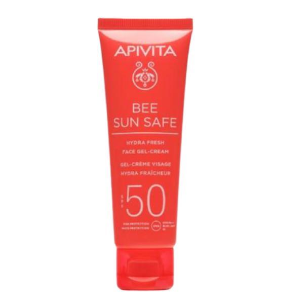 Lotiune de plaja, Hydra Fresh Face Gel Cream SPF50, Apivita, 50 ml