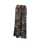 Fusta-pantalon, Univers Fashion, albastru cu imprimeu frunze multicolor, 2 buzunare, cordon si elastic la talie, L