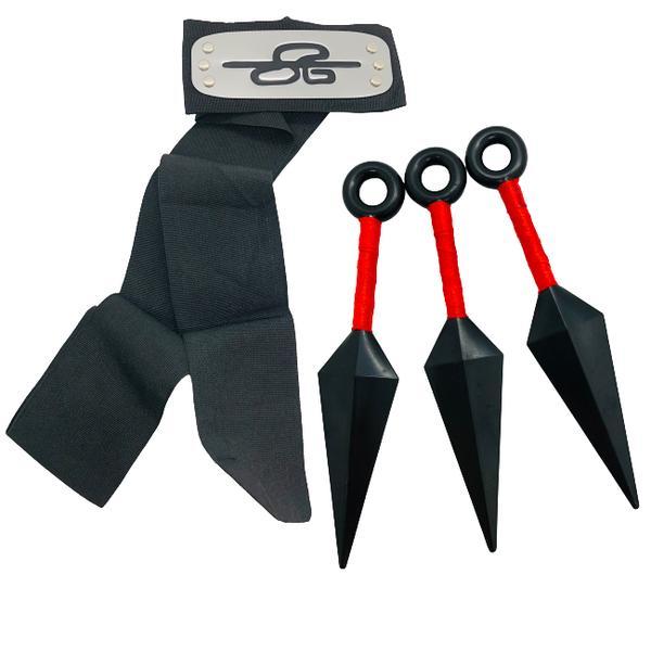 Kit bandana si 3 cutite kunai shinobi 13 cm din plastic, Simbolul Norilor