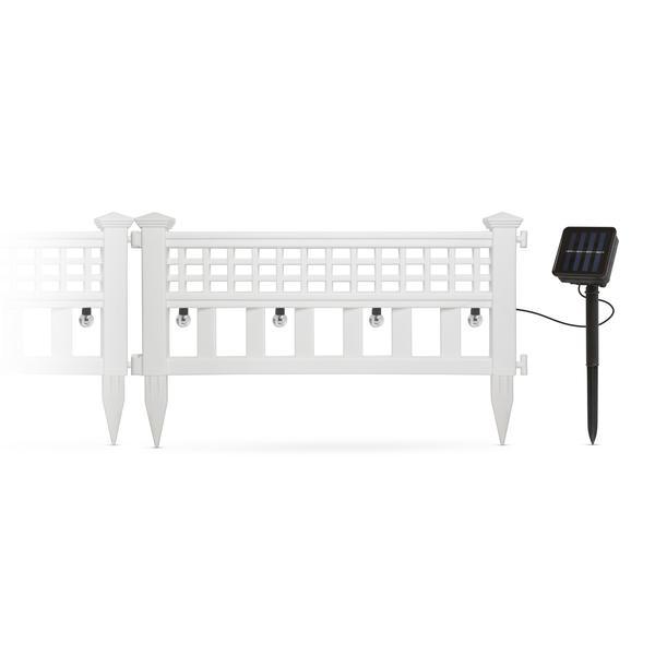 Gard solar cu LED, 58 x 36 x 3,5 cm, alb rece - 4 buc. /set - Garden of Eden