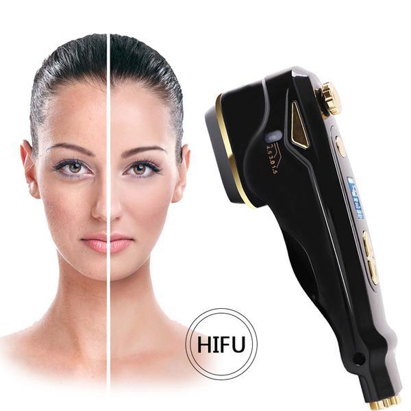 Aparat Ultrasunete Mini HIFU Lifting Facial, Indepartarea Ridurilor, Intinerirea pielii – Energie cu ultrasunete concentrata la intensitate ridicata Hello Skin Black