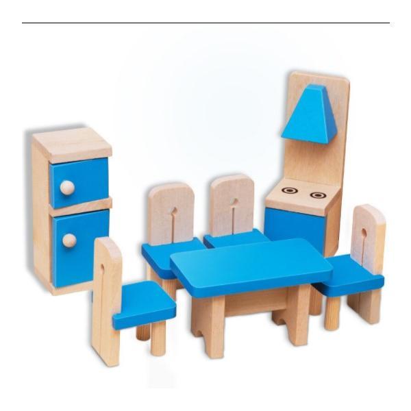 Mobilier din lemn pentru bucatarie, cu frigider si aragaz, 7 piese, ama