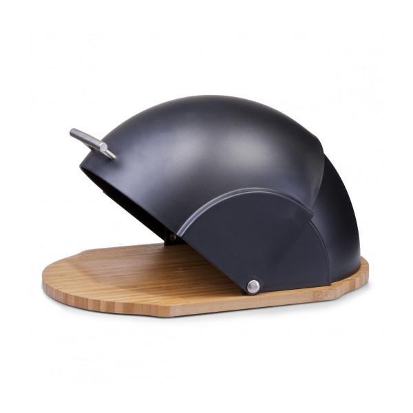Cutie paine otel/lemn, negru, 39x26x20 cm - oem