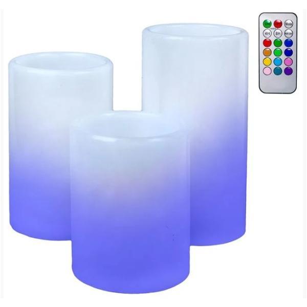 Set lumanari decorative led cu 12 culori diferite, 3 buc ama