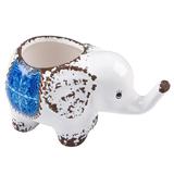 Ghiveci din ceramica, model elefant alb/albastru, 17x9x10 cm OEM