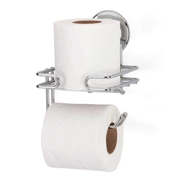 Suport metalic hartie igienica cu rezerva, argintiu, 14x15x17 cm oem