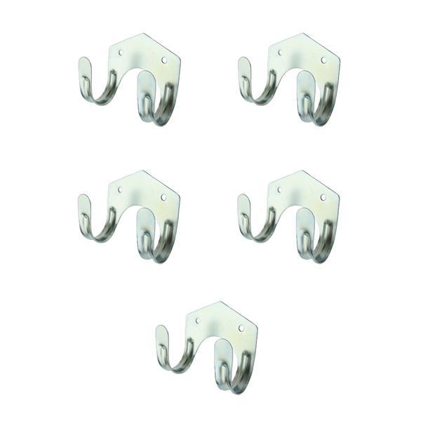 Set 5 carlige duble cu fixare pe perete, 17x12x5 cm oem