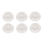 Set 6 farfurii cu margini dantelate pentru servire , Portelan, Alb, 19 cm