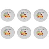 Set format din 6 farfurii pentru pizza din portelan, rosu cu alb, 20x2 cm