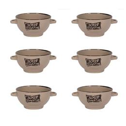 anxiety Accumulation Pebble Set format din 6 boluri de servit din ceramica pentru supa, cu manere, de  culoare bej, 650 ml - Esteto.ro