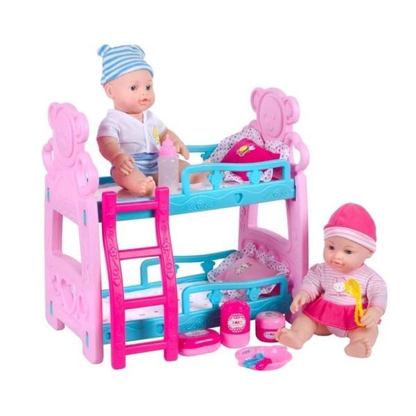 Set de jucarie interactiv pentru fete, papusa bebelus cu sunete, cu scaunel, masuta, leagan si alte accesorii incluse, 3 ani+, roz - topi toy