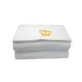 Set 2 prosoape de baie, tip hotelier, bumbac 100%, 70x140 cm, albe cu broderie aurie
