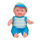 Papusa bebelus imbracat, hainute detasabile Topi Toy, 12.5 cm, albastru, 3 ani +