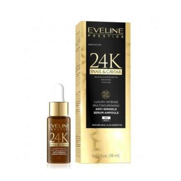 Ser pentru fata, eveline cosmetics, prestige, snail   caviar, 24 k,18 ml