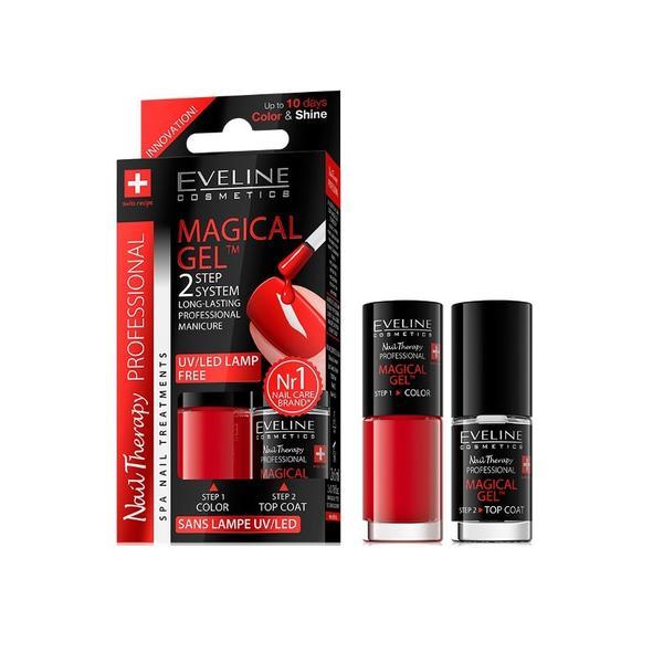Lac de unghii, eveline cosmetics, magical gel – set 2 buc – nuanta 01, 10ml