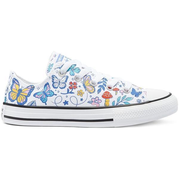 Tenisi copii converse butterfly chuck taylor all star low top 670709c, 33.5, alb