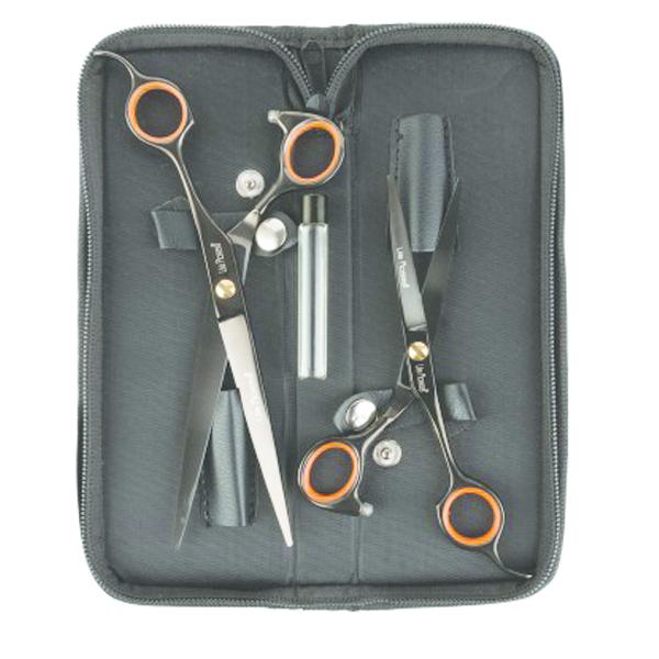 Set foarfece tuns frizy cut lila rossa, 5 inch + 7 inch