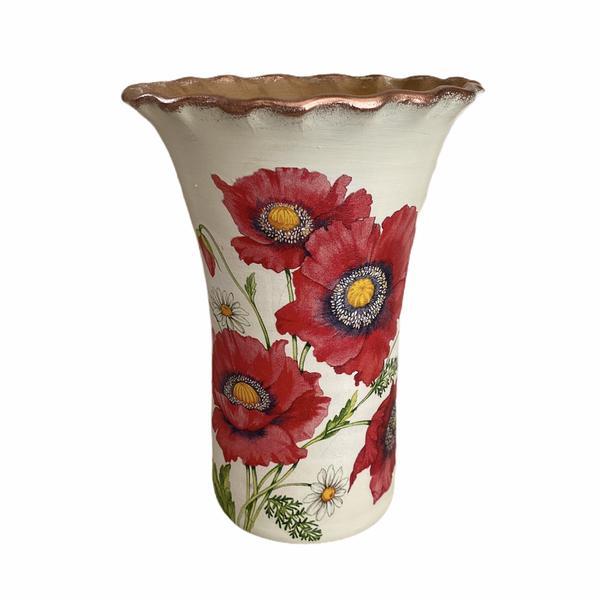 Vaza ceramica, decorativa, maci realizata manual - Ceramica Martinescu