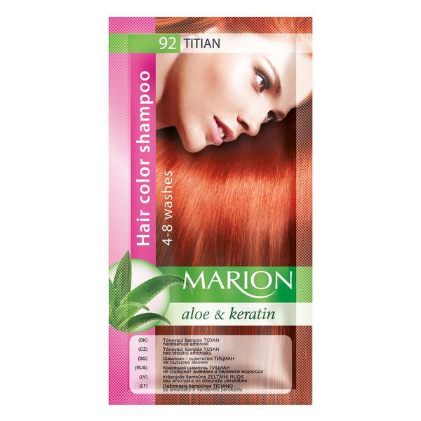 Sampon nuantator pentru par, marion, aloe   keratin, 4-8 spalari, nuanta 92 titian, 40 ml
