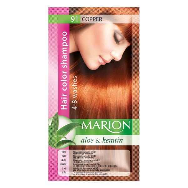 Sampon nuantator pentru par, marion, aloe   keratin, 4-8 spalari, nuanta 91 copper, 40 ml