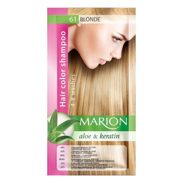 Sampon nuantator pentru par, marion, aloe   keratin, 4-8 spalari, nuanta 61 blonde, 40 ml