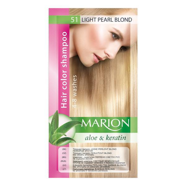 Sampon nuantator pentru par, Marion, Aloe & Keratin, 4-8 spalari, nuanta 51 Light Pearl Blond, 40 ml esteto.ro imagine noua