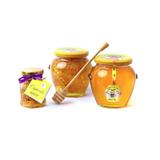 Pachet 1 Borcan cu miere tei, 750 grame + 1 Borcan faguri in miere tei, 750 grame + 1 Borcan capaceala + 1 Bat miere spiralat, Miere naturala, Show - Bazzz!!