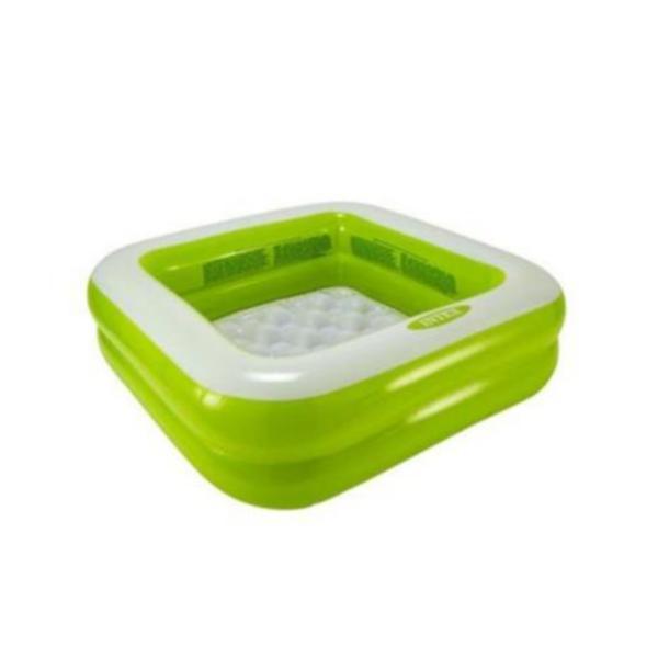 Piscina cu baza gonflabila pentru copii intex, vinil, patrata, verde, 85 cm